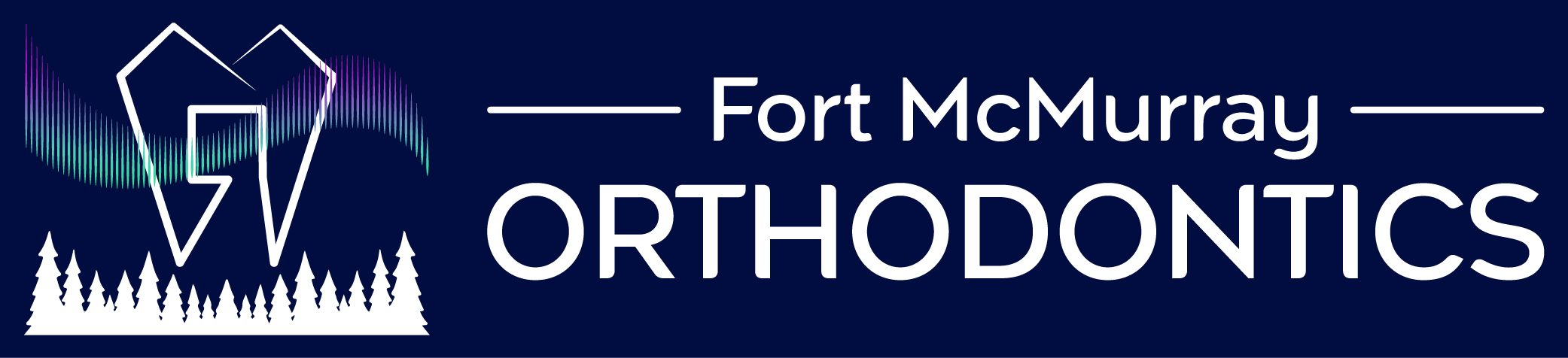 Navy backgound - Horizontal logo Fort-McMurray-Orthodontics logo